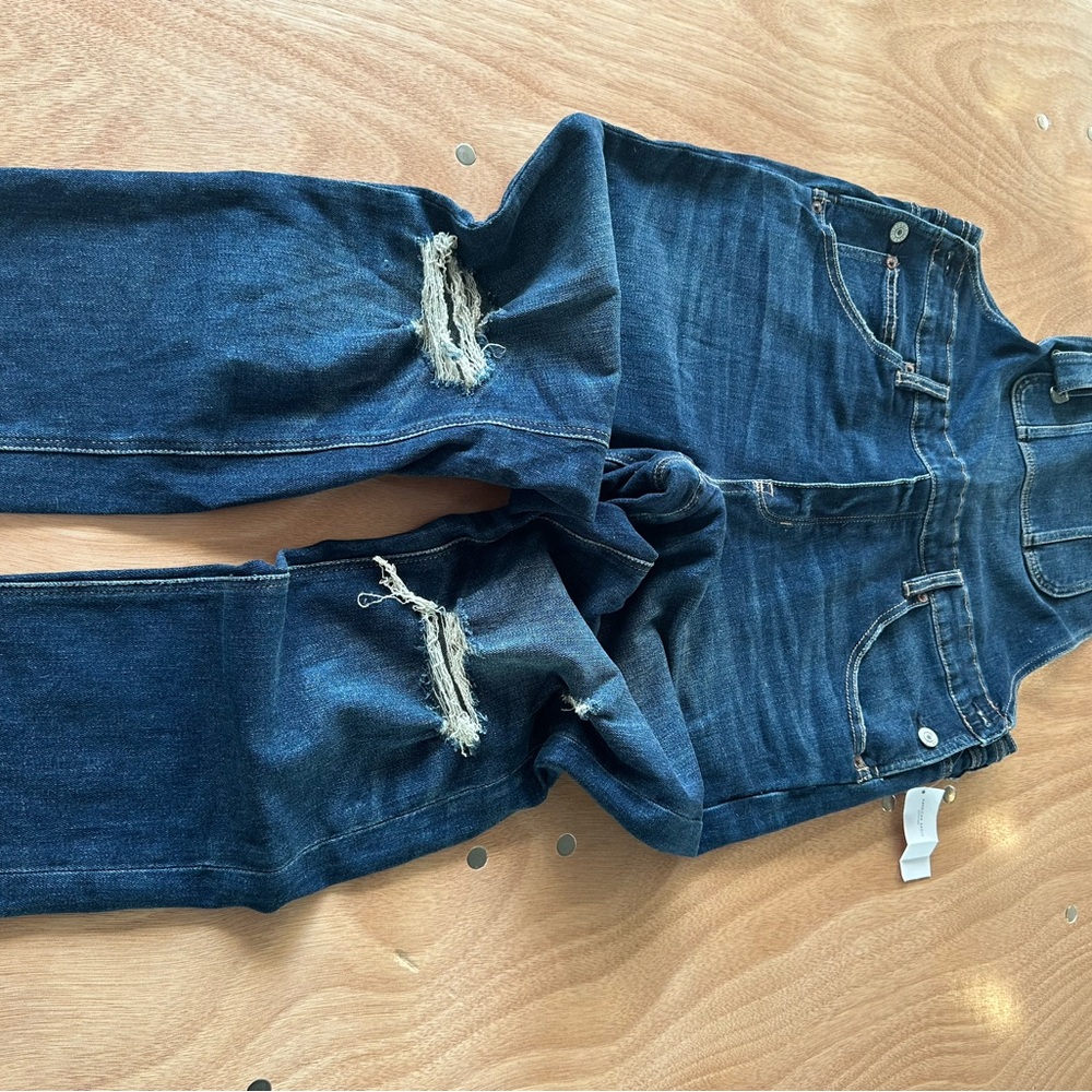 American Eagle Outfitters dark wash overalls